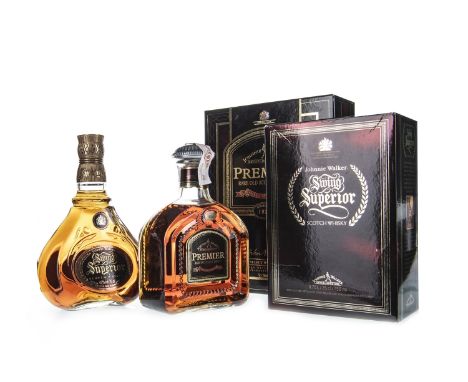 JOHNNIE WALKER PREMIER Blended Scotch Whisky 75cl, 43% volume, in box. JOHNNIE WALKER SWING SUPERIOR Blended Scotch Whisky 75