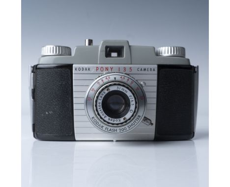 Vintage Kodak Pony 135 camera manufactured in the early 1950s. This compact 35mm camera features a Kodak Anaston 51mm f/4.5 l