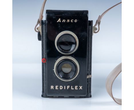 This vintage Ansco Rediflex is a twin-lens reflex box camera, likely produced in the early 1950s. The Rediflex features a stu