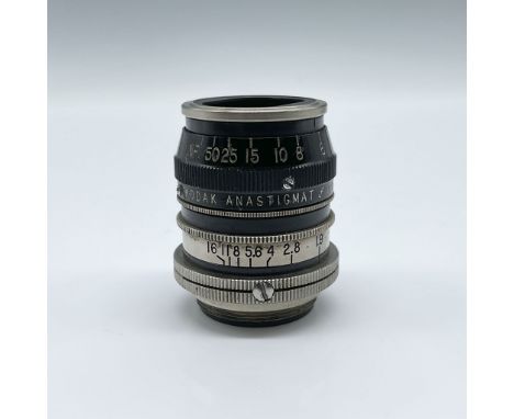 Vintage Kodak Anastigmat lens with a 25mm focal length and f/1.9 aperture, designed for early Kodak camera systems. This lens