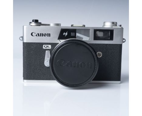 This is a Canonet QL19 rangefinder camera designed for 35mm film, part of Canon's highly regarded mid-century Canonet lineup.