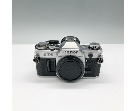 A vintage Canon AE-1 35mm film camera body complete with its original Canon body cap. This camera is one of Canon's most icon