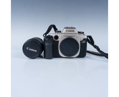 Canon EOS Elan II 35mm SLR camera paired with a Canon EF 28-80mm zoom lens, featuring autofocus and manual focus options. Inc