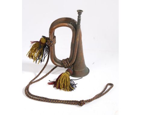 First World War period British B Flat Bugle, stamped with the maker 'Henry Potter, 36 West St, Charing Cross Road, London' an