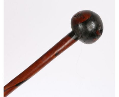 Circa 19th century African Knobkerrie, wooden fighting club, more often used by the Zulu nation as a ceremonial object or for