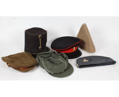 Selection of Military Headdress including, Royal Army Ordnance Corps officers cap by Moss Bros.Covent Garden, RAF officers si