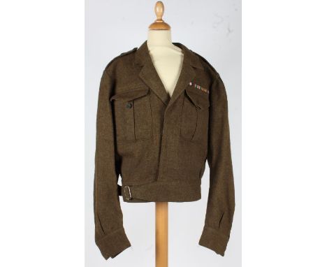 Second World War British Battledress Blouse to an officer in the Rifle Brigade, black Rifle regiment buttons throughout, prin