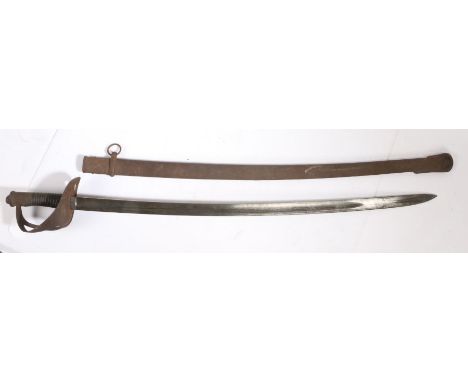 Italian 1860 Pattern Cavalry Troopers Sword, curved fullered steel blade, stamp to ricasso appears to be 'RD', leather covere