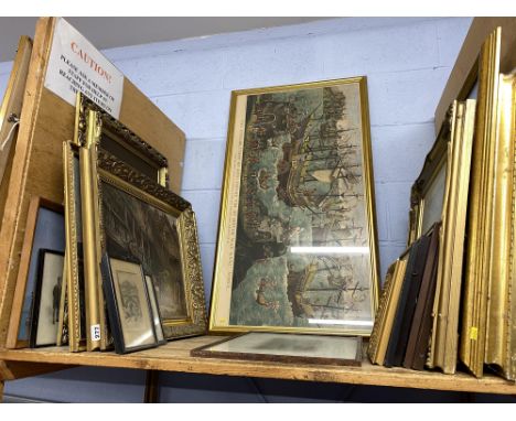 Shelf of pictures and prints