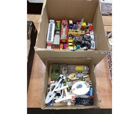 Two boxes of diecast toys including Dinky and Corgi