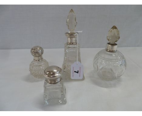 Silver mounted cut glass scents (4)