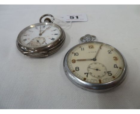 Silver pocket watch and Cyma army pocket watch 