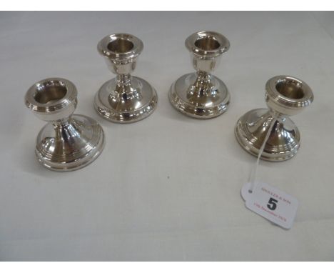 Two pairs filled silver dwarf candlesticks - Birmingham 1973