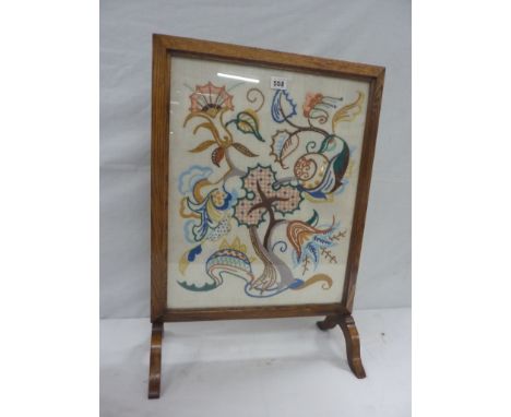 Oak framed tapestry firescreen