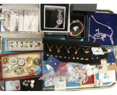 Costume jewellery - watches, scarf clips, earrings etc 