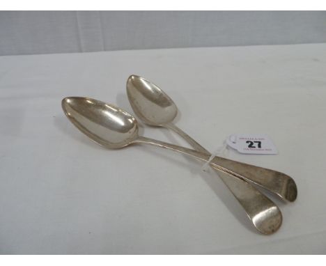 Pair silver table spoons - London 1805