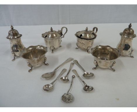 Silver double cruet set - Birmingham 1909 etc