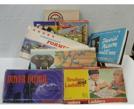 Vintage board games - Buccaneer, Wembley, David Nixon &amp; Hamleys magicians sets, Magic Robot etc ( 2 boxes)