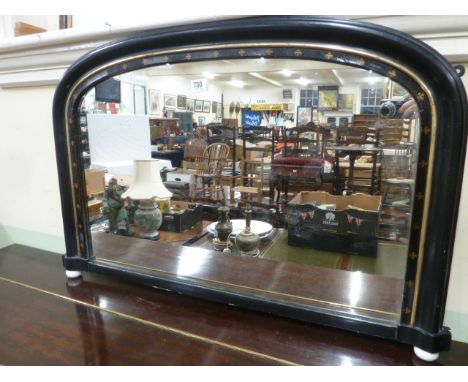 Victorian lacquered over mantel mirror 