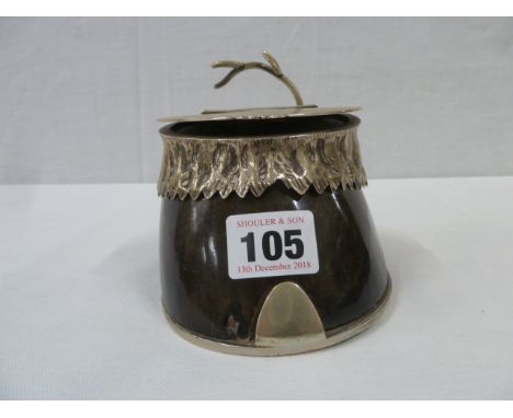 Silver plated mounted horse's hoof inkwell engraved "Gypsy, accidently killed, July 16th 1897"