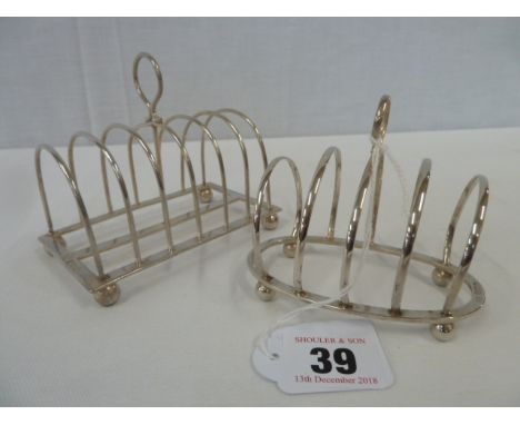 Two silver toast racks - London 1909 and Birmingham 1920