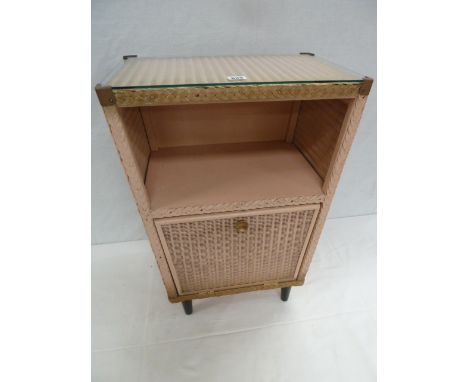 Lloyd Loom glass topped bedside cupboard 