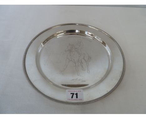 Engraved silver salver 'Brigadier Gerard' - William Comyns 1972