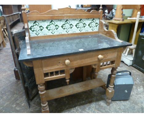 Tile-back marble wash stand