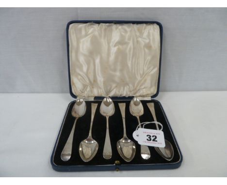 Cased set of 12 silver teaspoons engraved E+M London 1801