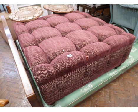 Large chenille buttoned storage pouffe