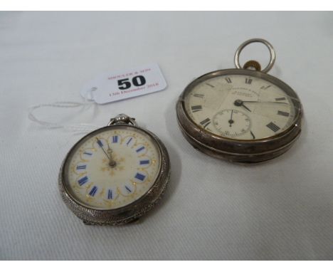 Silver fob and pocket watches (2) 