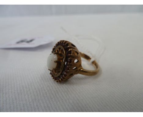 9ct gold opal and garnet ring 