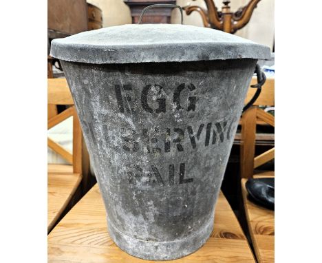 Vintage galvanised Egg preserving pail with lid and swing over carry handle. Also bowling bowls etc
used condition