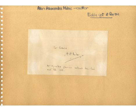 MILNE A. A.: (1882-1956) English Author, creator of Winnie-the-Pooh. An unusual ink signature and inscription ('For Rosalie A