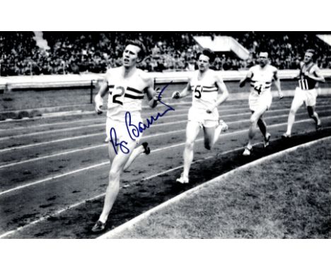BANNISTER ROGER: (1929- ) English Athlete who ran the first sub-four-minute mile. Signed 10.5 x 7.5 photograph, the image dep
