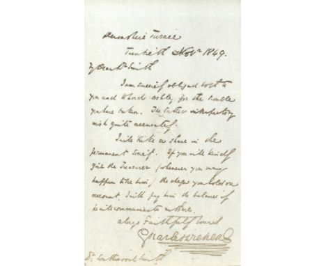 DICKENS CHARLES: (1812-1870) English Novelist. A.L.S., Charles Dickens, with paraph, one page, 8vo, Devonshire Terrace, 20th 