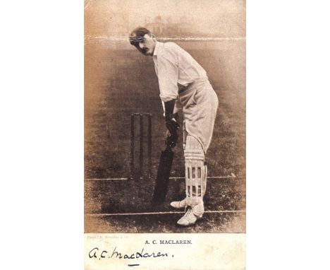 MACLAREN ARCHIE: (1871-1944) English Cricketer, Captain of the England team 1899-1902, 1909. Vintage signed sepia postcard ph