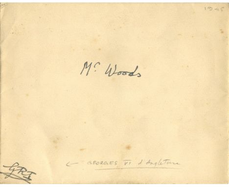 GEORGE VI: (1895-1952) King of the United Kingdom 1936-52. Autograph Envelope Signed (with his initials GRI), the oblong 8vo 
