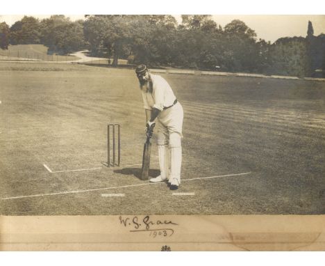GRACE W. G.: (1848-1915) English Cricketer. A very fine signed sepia 11 x 8 photograph depicting the bearded cricketer, in hi