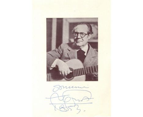 SEGOVIA ANDRES: (1893-1987) Spanish Guitarist. A printed 8vo programme for a performance by Segovia with the Halle Orchestra 