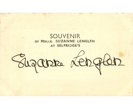 LENGLEN SUZANNE: (1899-1938) French Tennis Player, Wimbledon Champion 1919, 1920, 1921, 1922, 1923 & 1925. Vintage signed pos