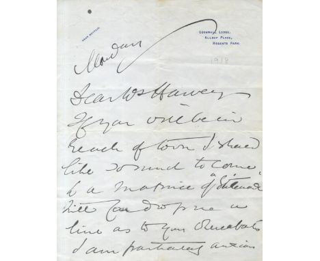 LANGTRY LILLIE: (1853-1929) British Actress, mistress of King Edward VII. A.L.S., Lillie de Bathe, two pages, 4to, Regents Pa