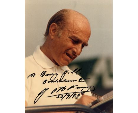 FANGIO JUAN MANUEL: (1911-1995) Argentinean Motor Racing Driver, Formula One World Champion 1951, 1954, 1955, 1956 & 1957. Si