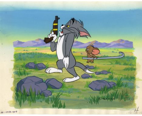 TOM AND JERRY: An original M-G-M animation cel used for a 1964 Tom and Jerry cartoon, the acetate sheet (12.5 x 10.5) featuri