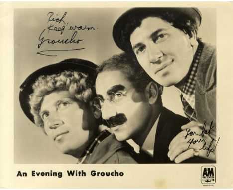 MARX GROUCHO: (1890-1977) American Film Comedian, one of the Marx Brothers. Signed and inscribed 10 x 8 photograph of Marx in