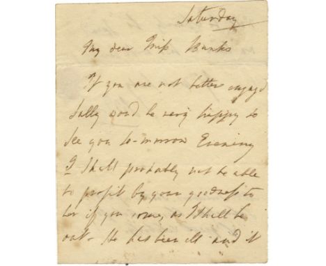 SIDDONS SARAH: (1755-1831) British Actress. A.L.S., S. Siddons, two pages, small 8vo, n.p., n.d. ('Saturday', pre-1803), to M