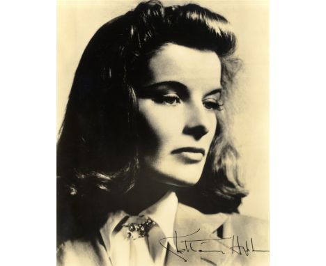 HEPBURN KATHARINE: (1907-2003) American Actress, Academy Award winner. Vintage signed 8 x 10 photograph of Hepburn in a pensi