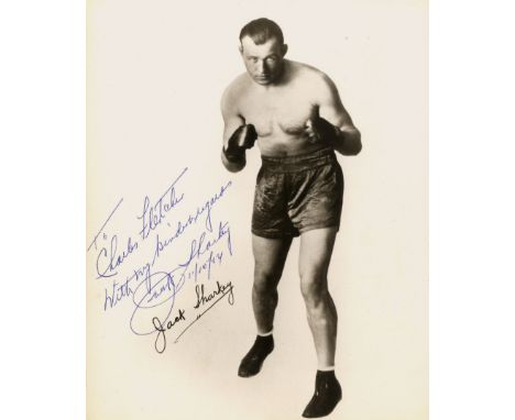 SHARKEY JACK: (1902-1994) American Boxer, World Heavyweight Champion 1932-33. Vintage signed and inscribed 7.5 x 9 photograph