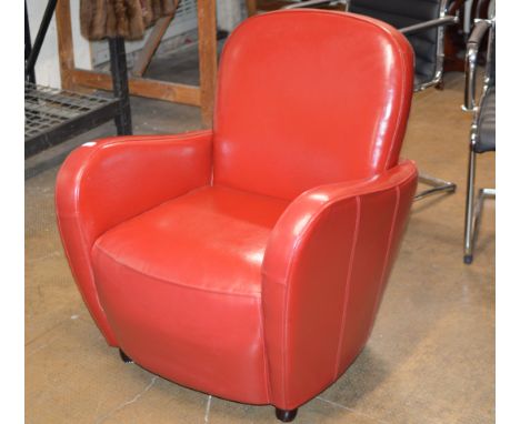 ART DECO STYLE RED LEATHER ARM CHAIR      
