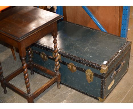 VINTAGE TRUNK &amp; OAK BARLEY TWIST TABLE      